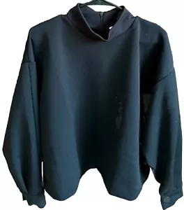 Zara Women’s Large Black Mock Neck, Drop Sleeves Big Sleeve Snaps & Zip Up Back - Picture 1 of 14