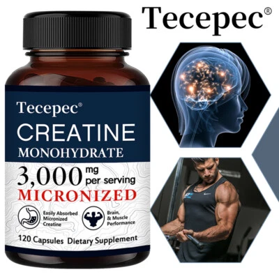 Pure Creatine Monohydrate Capsules 3000mg for Muscle Strength - Image 1 of 4