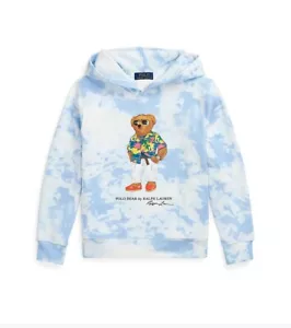 polo ralph lauren Big Boys Tie-Dye-print Polo Bear Fleece Hoodie Size L(14/16 - Picture 1 of 1