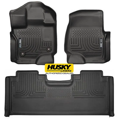 HUSKY WeatherBeater Front Rear Floor Mats for 15-24 FORD F150 Extended Cab Black - Image 1 of 4