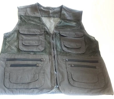 Chaleco de pesca multibolsillo para hombre malla fotografía al aire libre Foto 1 de 4