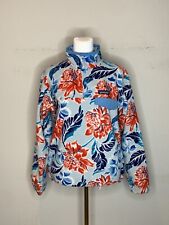 Patagonia Synchilla Women’s Snap T Fleece Hawaii Blue Feathers Red Flowers Sz S