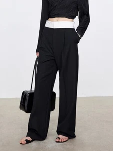 Womens THE ROW Casual Double-pleated Wide-leg Straight High-waisted Long Pants - Picture 1 of 13