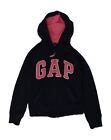 Gap Girls Graphic Hoodie Jumper 12-13 Years Xl Black Polyester Ac05