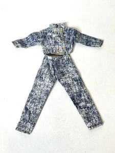 Vintage Barbie Ken Acid Wash Denim Blue Jean Suit Jacket Pants With Gold Accent - Picture 1 of 4