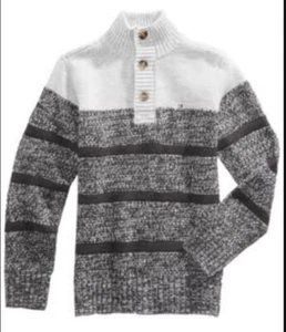 Tommy Hilfiger Shirts & Tops Tommy Black Kids Sweater Striped Gray Black Size XL - Picture 1 of 8