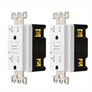 (Paquete de 2) 20AMP GFCI Outlet ETL Listado - Resistente a la intemperie/manipulación WR TR - Blanco - Imagen 1 de 12
