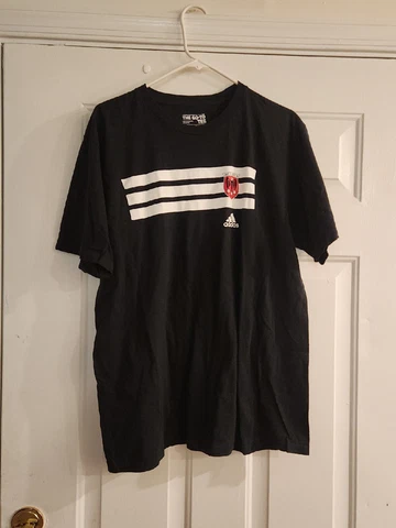 Rare Adidas DC United MLS Soccer XL Black Retro T Shirt With Print on Back Cover