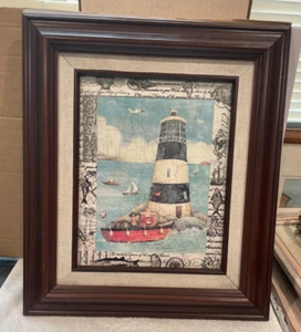 VINTAGE LIGHTHOUSE SEASCAPE, NAUTICAL FRAMED & MATTED DAVID CARTER BROWN - Picture 1 of 9