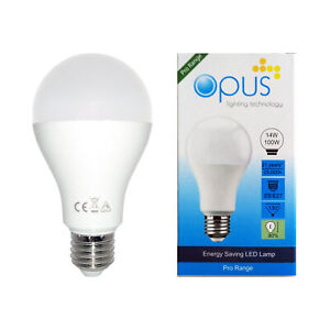 Opus LED GLS 14W = 100W Dimmable ES E27 Daylight White Light Bulbs