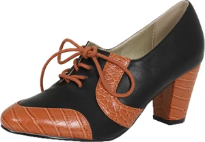 Botín Rockabilly Lulu Hun »AGNES 50s CUT OUT» estampado cocodrilo 4-EYE PUMPS - Imagen 1 de 3
