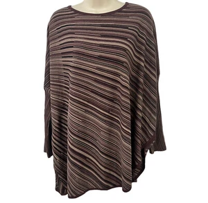 Ming Wang Top Damen Größe M asymmetrisch gestreift Dolman Tunika Pullover Strick - Bild 1 von 11