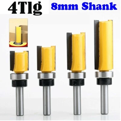 4Stk Profi 8mm Schaft Nutenfräser Oberfräse Bündigfräser Schaftfräser Holzfräser - Bild 1 von 4