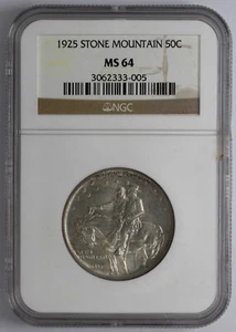 1925 Stone Mountain Silver Half Dollar NGC MS 64 - Picture 1 of 5