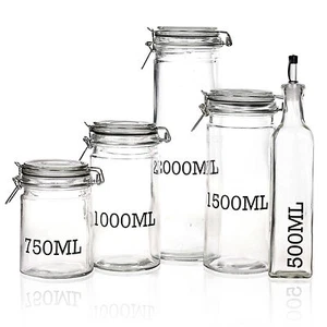 Tarro de almacenamiento de vidrio grande sellado hermético con tapa abrazadera de metal cocina alta cruet - Imagen 1 de 12
