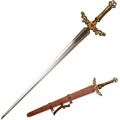 37 pulgadas del juego/espada de Rogerel/afilada/acero inoxidable/funda de cuero/cosplay Foto 1 de 4