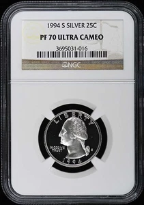 1994 S SILVER Washington Quarter 25C NGC PR70DCAM - Picture 1 of 2