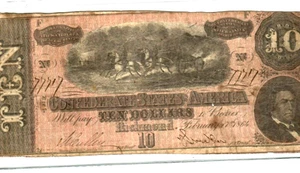 $10 "CONFEDERATE" (BLUEBACK) "1800'S" $10 RARE "BLUEBACK" "CONFEDERATE" #2 of 2 - Picture 1 of 3