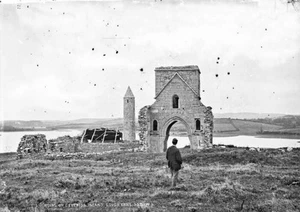Ruinas de la isla de Devenish, Enniskillen, Co. Fermanagh Irlanda c1900 FOTO ANTIGUA - Imagen 1 de 1