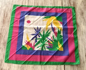 Bandana vintage anni 80 stampa palma tropicale neon made in USA fazzoletto colorato - Foto 1 di 7