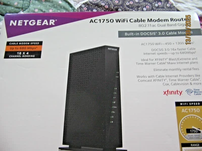 NETGEAR AC1750 WiFi Cable Modem Router Built-In DOCSIS 3.0-Model C6300 - Image 1 of 4