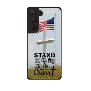 Samsung S22 Cross and Flag Phone Case Durable Shock Resistant Religious - Picture 1 of 3