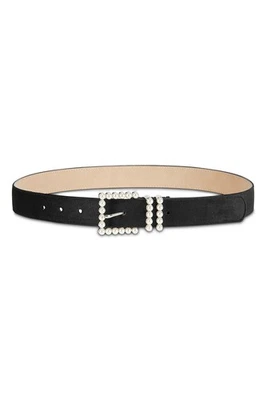 INC International Concepts Imitation-Pearl Velvet Belt Black L NWT! $34 AUC - Image 1 of 3