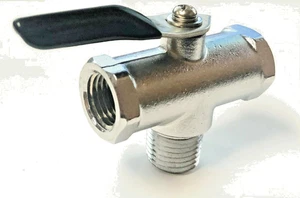 1/4" NPT 3 way Mini Brass Ball Valve Male x Female x Female NPT L PORT Chrome - Picture 1 of 5
