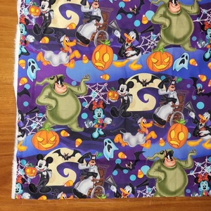 Woven Cotton Fabric Disney Mickey & Friends NBC Halloween Swatch 38" X 39" - Picture 1 of 8