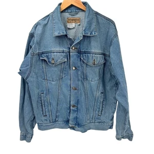 Wrangler Hero Jean Jacket Mens Medium Blue Denim Trucker Classic Vintage - Picture 1 of 7