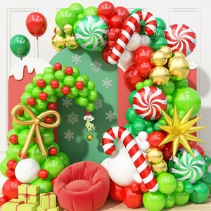 Christmas Balloon Arch Garland Kit, 141Pcs Red and Green White Xmas Balloon w... - Foto 1 di 9