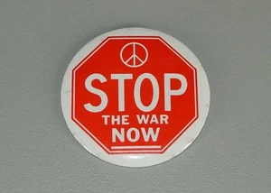 STOP the War NOW Peace Symbol Anti-Vietnam War 1960s Cause Huge Pinback Button - Picture 1 of 2