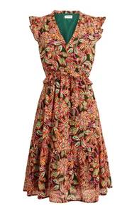 J Crew Womens Dress 18 Plus A Line V NecK Ruffle Sleeve Boho Romantic Peasant - Picture 1 of 18