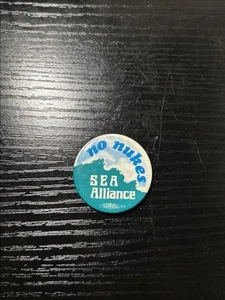 1970's Sea Alliance Anti Nuclear Energy Pin Button No Nukes Activism 1977 Peace - Picture 1 of 8