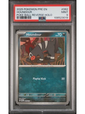 POKEMON PRE EN-PRISMATIC EVOLUTIONS 2025 #062 HOUNDOUR POKE BALL REVERSE HOLO - Image 1 of 2