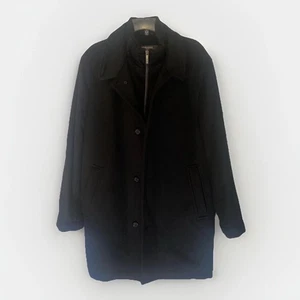 Kenneth Cole Reaction Black Wool & Cashmere Full Zip & Button Coat Size 40-42  - Picture 1 of 9