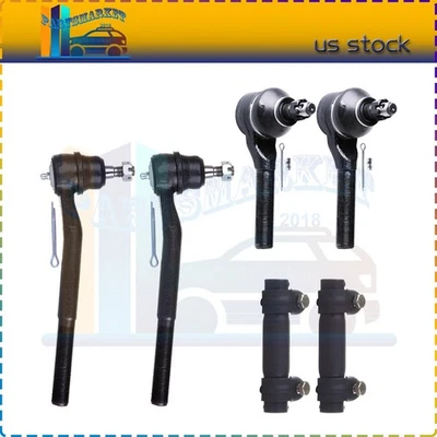 New 6pcs Brand Steering Kit Tie Rod Ends Adjusting Sleeves For 1998-04 GMC Jimmy - Imagem 1 de 4