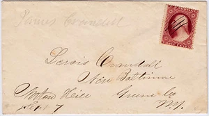 #26A-3 Cents 1857, 49L11e, ms. "Norton Hill Sept 7" (1857) to New Baltimore, NY - Picture 1 of 2
