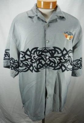 Camisa Para Hombres Grande Gris Malibu Dreams Tribal Las Vegas 2004 Billar Botón Delantero Foto 1 de 4