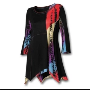 Top túnica con retazos de animales asimétricos de perejil y salvia talla 3X - Imagen 1 de 8