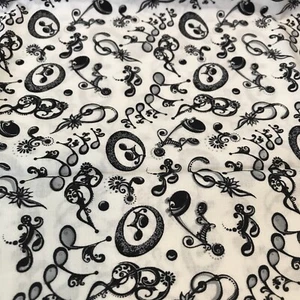 Dancing Music Note Fabric Black & White Nicole Denise Designs 42" X 20" - Picture 1 of 5