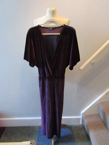 Women's George Purple Velvet Classic Wrap Top With Belt Dress UK Size 18 - Picture 1 of 5