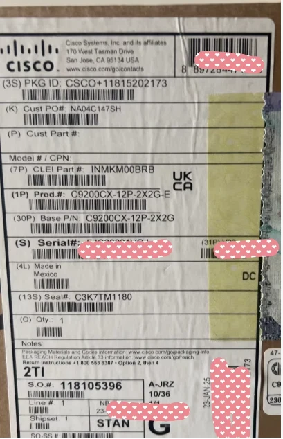 1PCS CISCO switch C9200CX-12P-2X2G-E new via FedEx or DHL - Image 1 of 1
