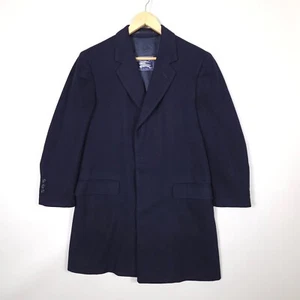 Vintage Burberrys 100% Cashmere Coat Navy Blue Mens size 46 Exlong (S) - Picture 1 of 16