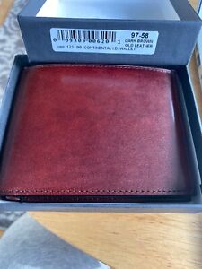Bosca Old Leather Bifold Wallet With Card / I.D. Flap Dark Brown .