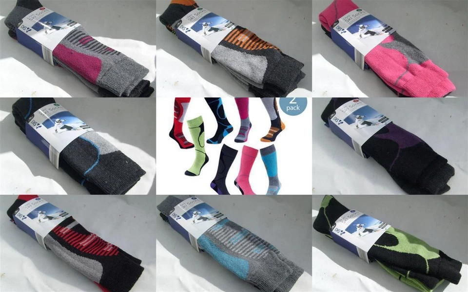 Damas Hombres Invierno Cálido Mezcla de Lana Hidrovento Esquí Calcetines Largos 2 x Pares Talla 4-11 Foto 1 de 1