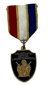 VINTAGE Order Of DEMOLAY Heartland Ritual Championships Award Medal Ribbon - Picture 1 of 3