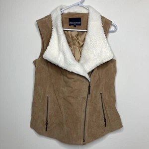 Sportscraft Size 10 Pig Skin Leather Vest Tan/Brown Lined w/ Zip Pockets Sherpa - Picture 1 of 11