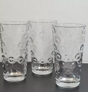 Pasabahce Optic Dot 8 oz Circle Glass Tumbler Set of 3 Juice Water Glasses 5"h - Picture 1 of 6