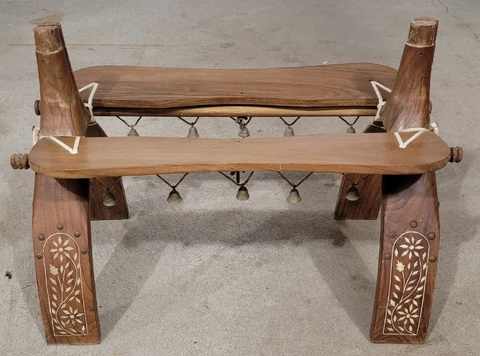Vintage TURKISH Egyptian MOROCCAN Wood CAMEL SADDLE STOOL No Cushion Cover